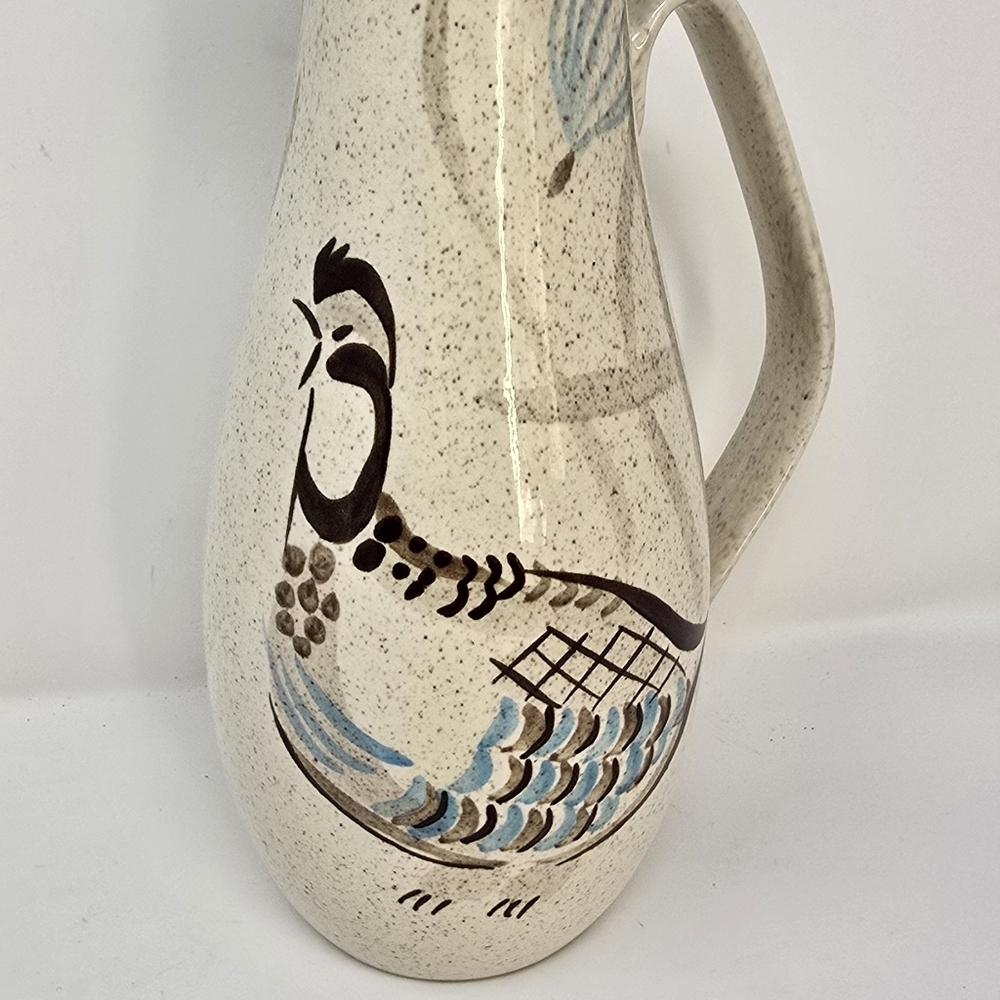 Vintage 1950 red wing pottery bob white quail water pitcher jug stone ware - Picture 3 of 8